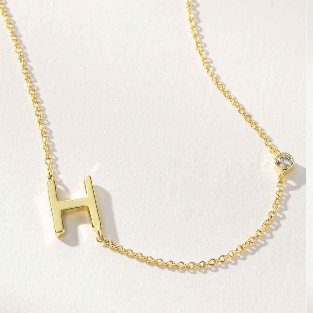 Uncommon James Gold H Initial Necklace with Crystal Accent